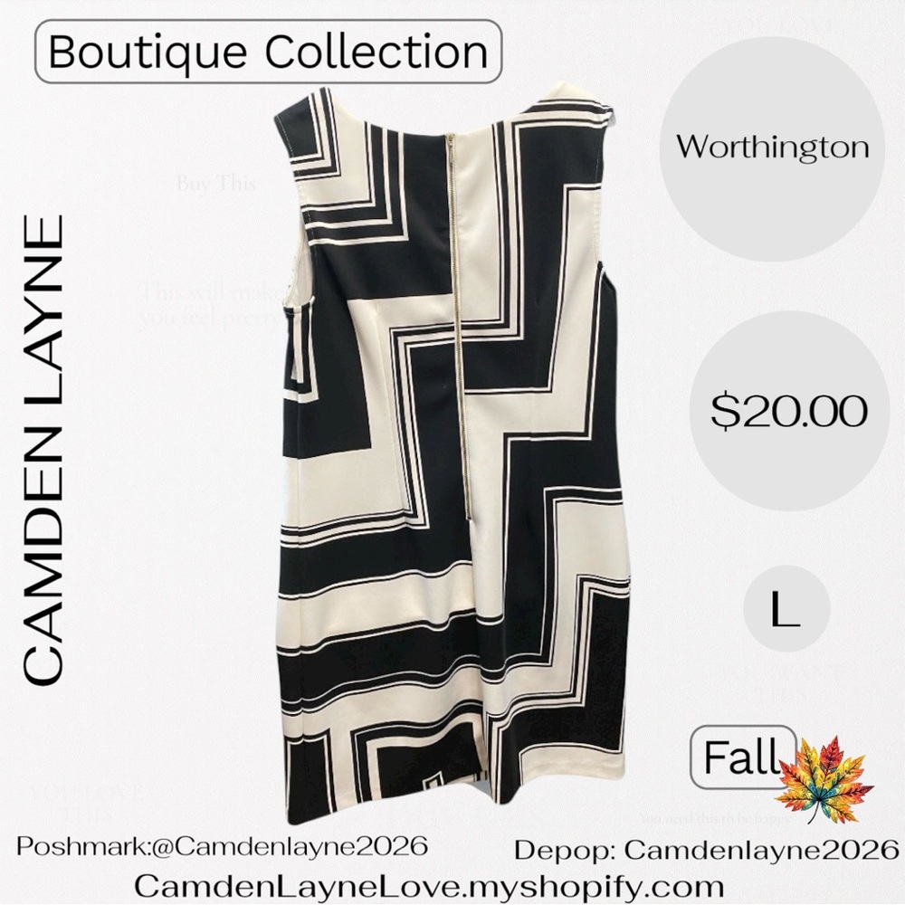 Worthington Black and White Geometric Mini Dress - Picture 6 of 7